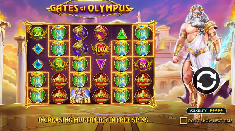 Tampilan Game Pragmatic Play - Gates of Olympus - BC Game Indonesia