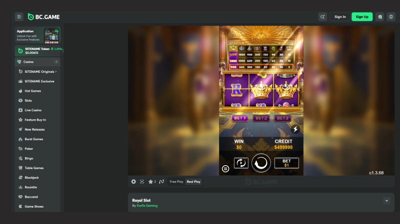 Royal Slot di Platform BC Game