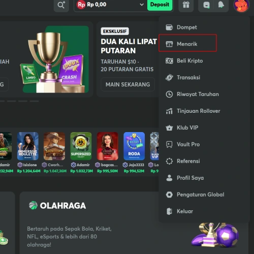 Langkah 1 Masuk Ke Halaman Withdrawal (Penarikan) - BC Game Indonesia