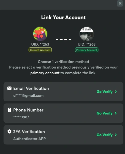 Proses Link Account di KYC - BC Game Indonesia