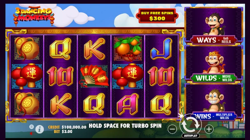 Spesifikasi Slot 3 Dancing Monkeys