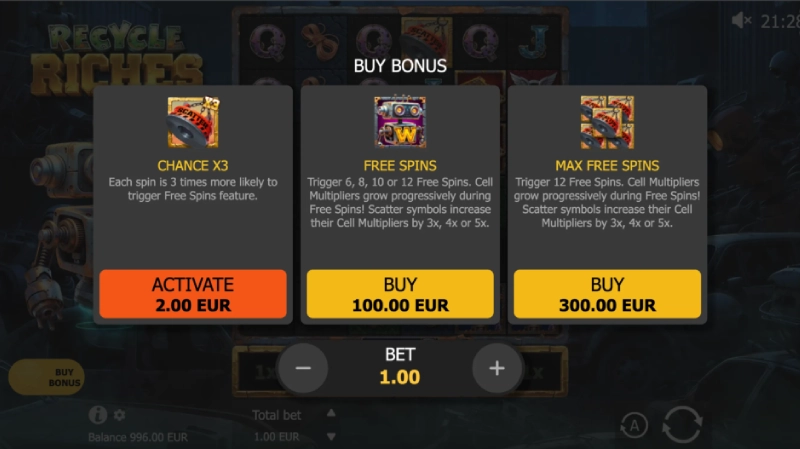 Spesifikasi Slot Recycle Riches